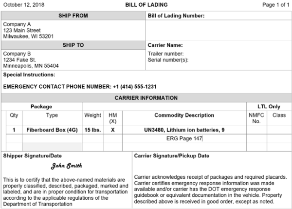 Examples of packaging and labeling for lithium batteries shipping. image