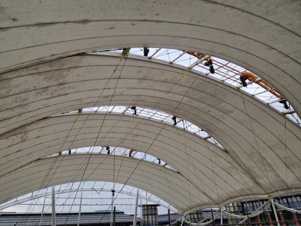 The leaking tensile roof covering on the landmark building in Nottingham had reached the end of its 30-year lifespan and required replacement.